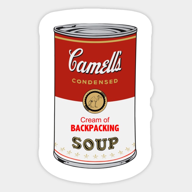 Camell’s Cream of BACKPACKING Soup Sticker by BruceALMIGHTY Baker